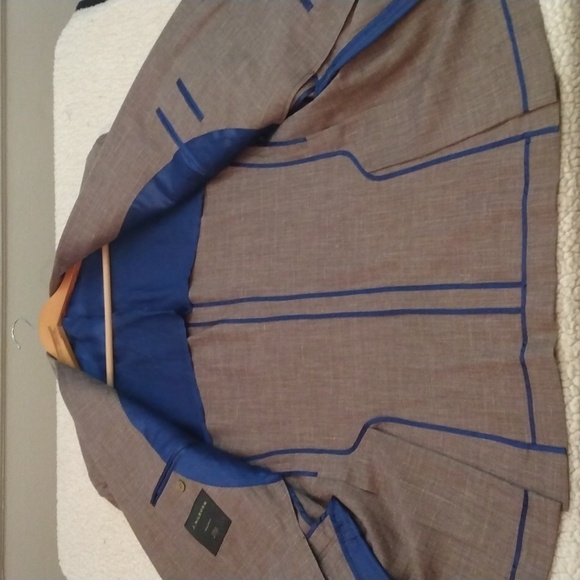 Like New J Hilburn Custom Made Light Brown Wool/Silk/Linen Summer Jacket 42R* - Picture 9 of 16